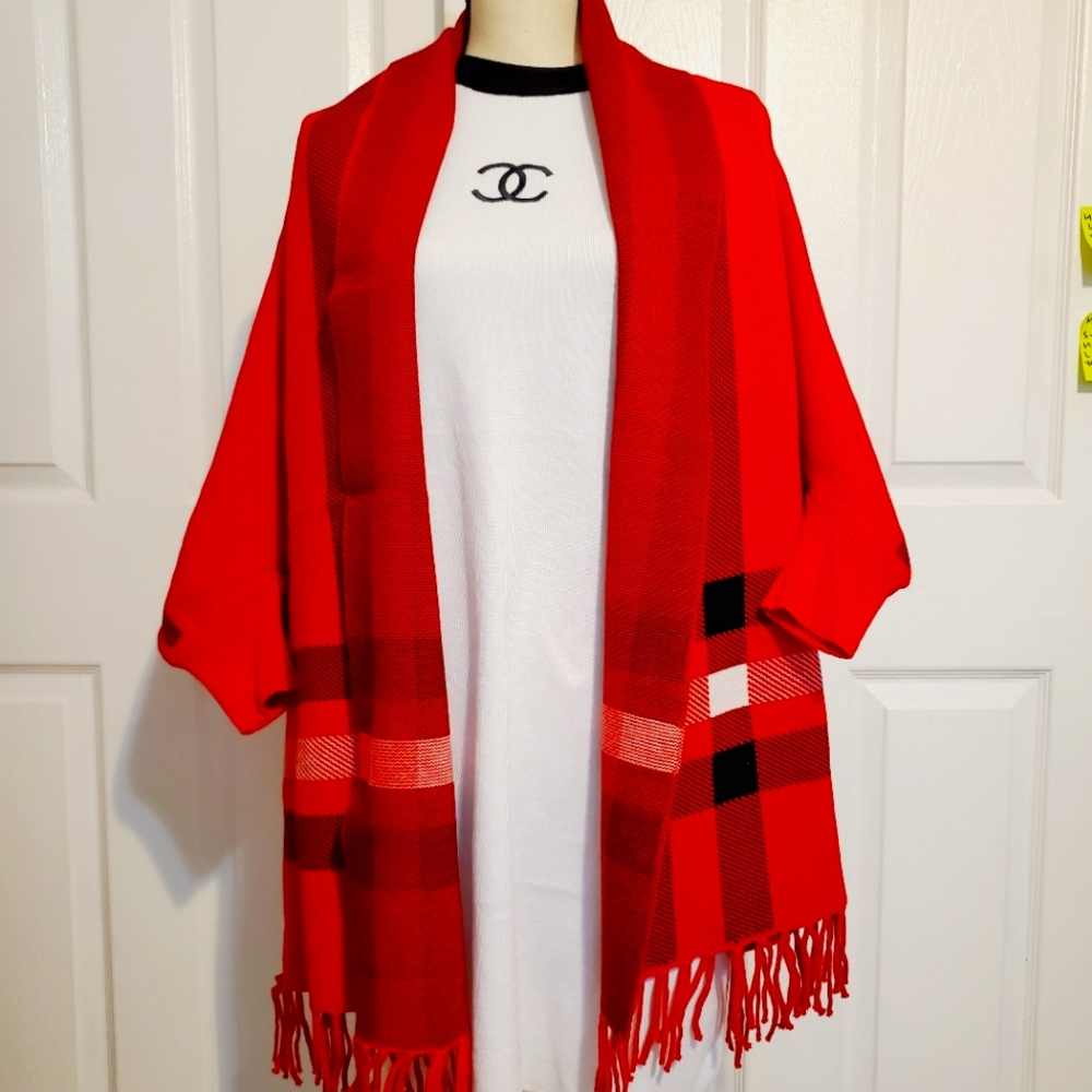 Red Poncho Cardigan
